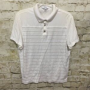 Calvin Klein White Beige Striped Classic Fit Polo Shirt